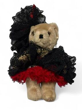 Vintage Teddy Bear Spanish Dancer Gothic Lace Beige 6–8in